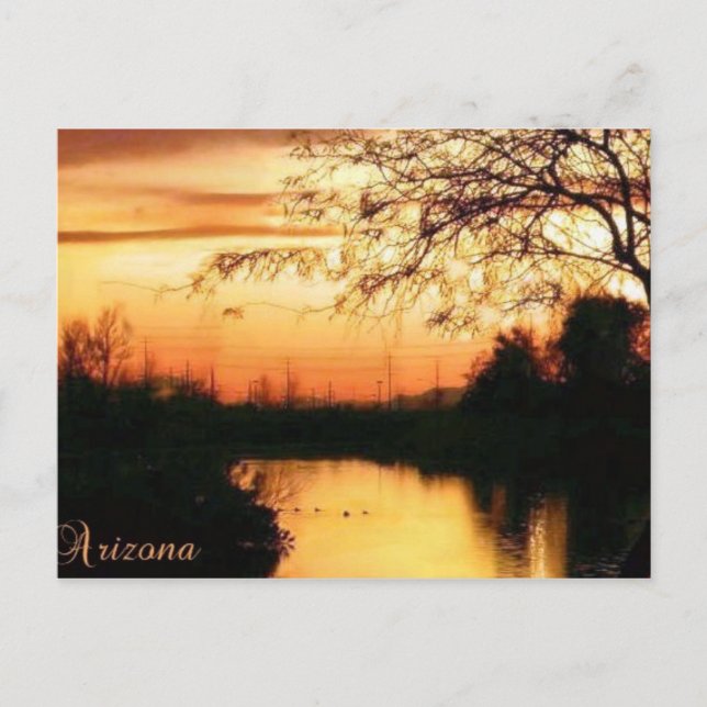 Postal naranja sunset con texto de Arizona (Anverso)