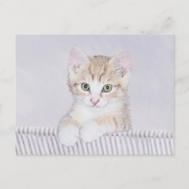 Postal Naranja Tabby Kitten Pintura - Arte Gato Original (Anverso)
