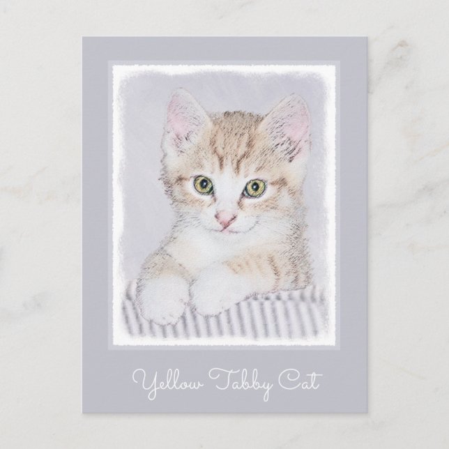 Postal Naranja Tabby Kitten Pintura - Arte Gato Original (Anverso)