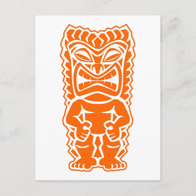 Postal naranja tiki totem (Anverso)