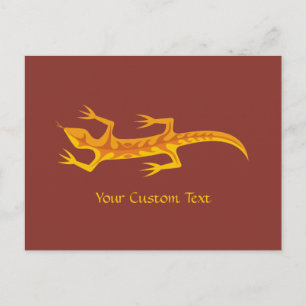 Postal Naranja Tribal Lizard