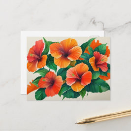 Postal Naranja Tropical Hawai Hibiscus Flower