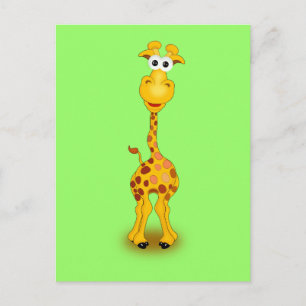 POSTAL NARANJA VERDE CUTO ANIMAL PERSONALIZADO DE GIRAFFE