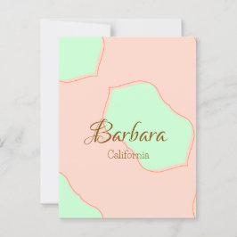 Postal Naranja verde pastel boho añadir el nombre lugar e