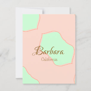 Postal Naranja verde pastel boho añadir el nombre lugar e