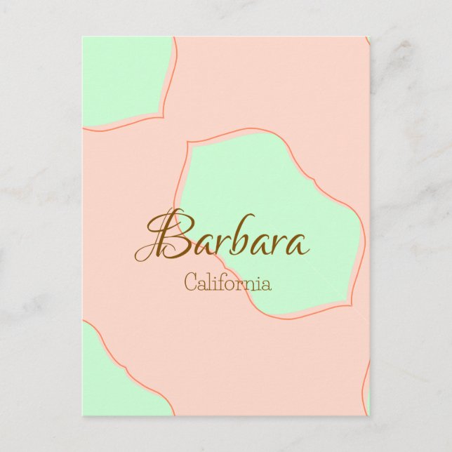 Postal Naranja verde pastel boho añadir el nombre lugar e (Anverso)