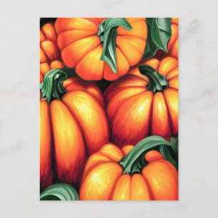 Postal Naranja vibrante cosecha de calabaza otoñal