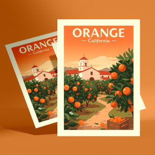 Postal Naranja Vintage California