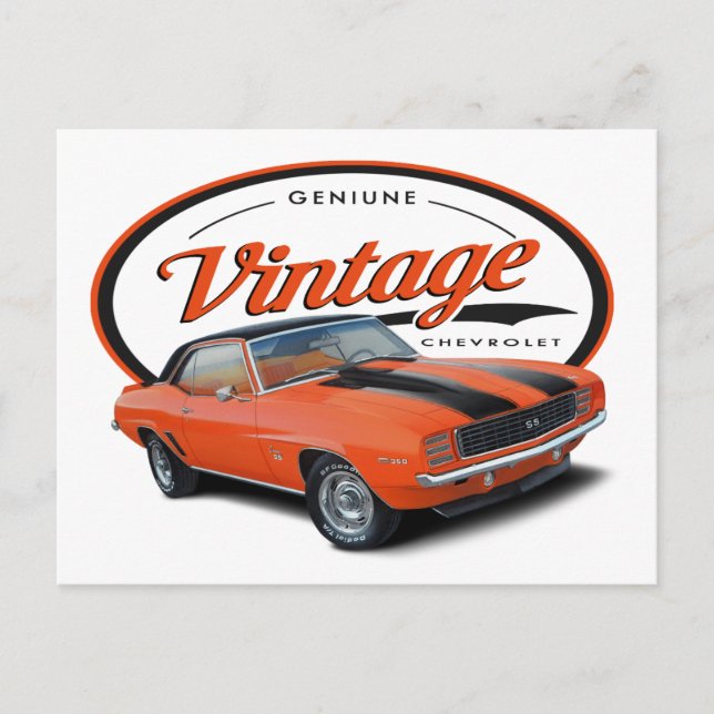 Postal Naranja Vintage Camaro (Anverso)
