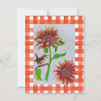 Postal Naranja Wren Postcard