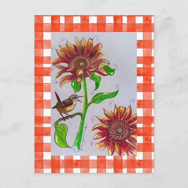 Postal Naranja Wren Postcard (Anverso)