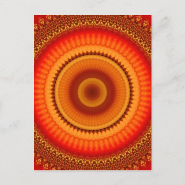 Postal Naranja y amarillo floral Mandala (Anverso)