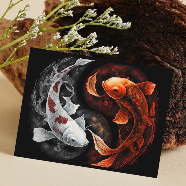 Postal Naranja Y Blanco Afortunado Koi Pescado Arte Japon (Subido por el creador)