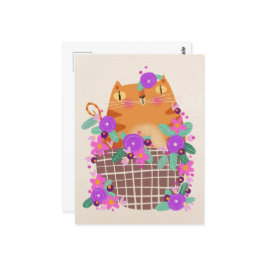 Postal Naranja y flores