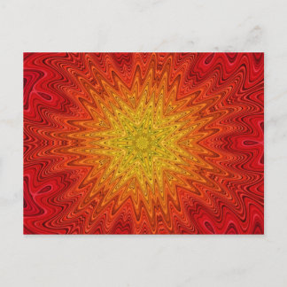 Postal Naranja y Sol amarillo/Estrella/Corazón Mandala