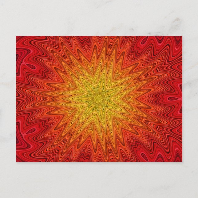 Postal Naranja y Sol amarillo/Estrella/Corazón Mandala (Anverso)