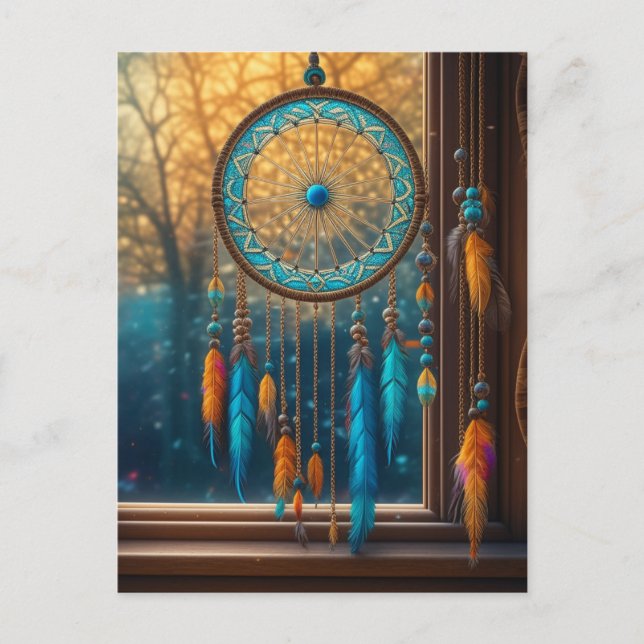 Postal Naranja y soñador azul en una ventana (Anverso)