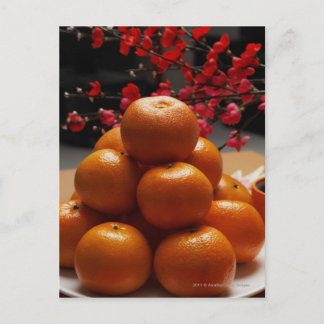 Postal Naranjas apilados en placa