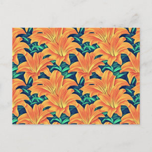 Postal Naranjas Day Lilis con hojas verdes