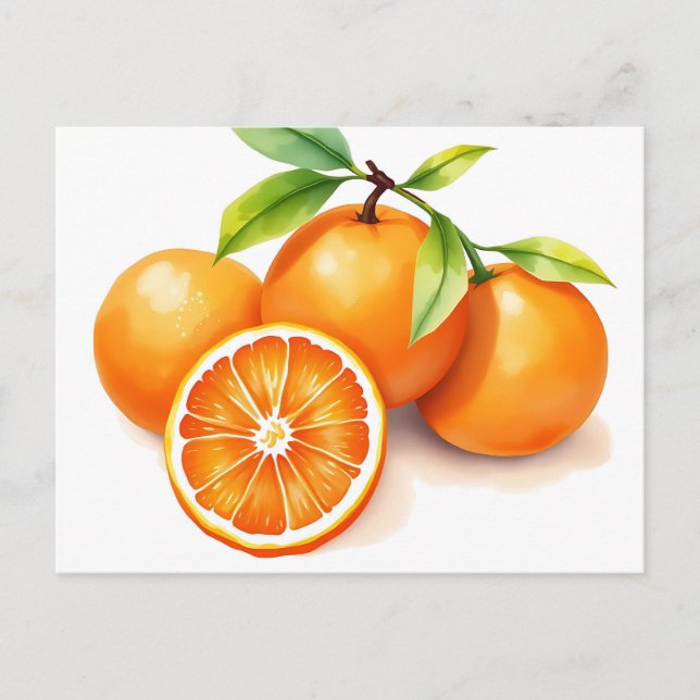 Postal Naranjas de acuarela vibrante (Anverso)