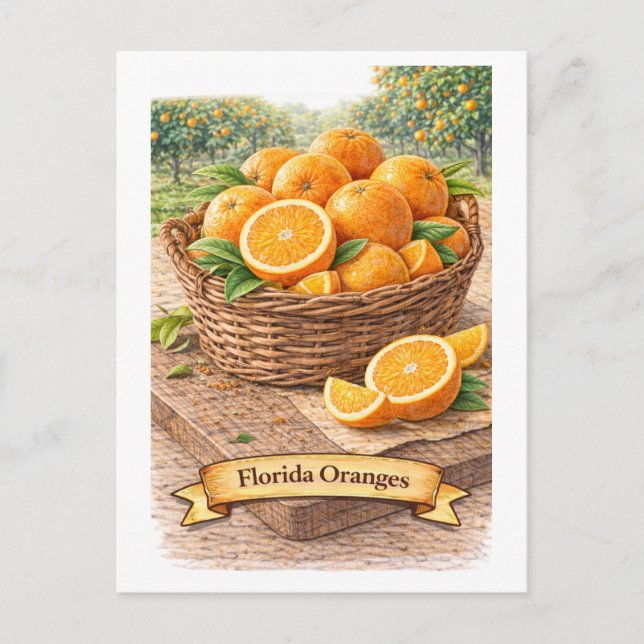 Postal Naranjas de Florida (Serie de Comida Americana) (Anverso)