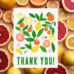 Postal Naranjas de Lemones Colorosos Personalizados de la<br><div class="desc">Perfecta tarjeta linda para la diversión de agradecimiento postal! ¡La mano hizo arte para ti! Consulta mi tienda para ver si hay artículos que coincidan. ¡TODO PERSONALIZABLE! Haga clic en "Personalizar" para editar el texto. Haga clic en "editar usando la herramienta de diseño" para ajustar las fuentes, colores y colocaciones...</div>