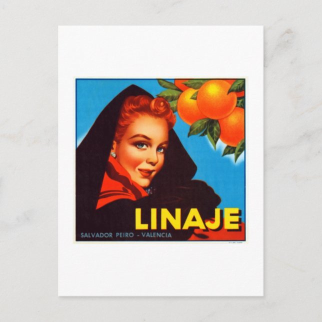 Postal Naranjas de Linaje Valencia (Anverso)