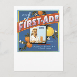 Postal Naranjas de marca Blue J First Ade