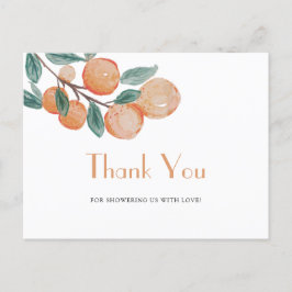 Postal Naranjas Green Leaf Baby Shower Gracias