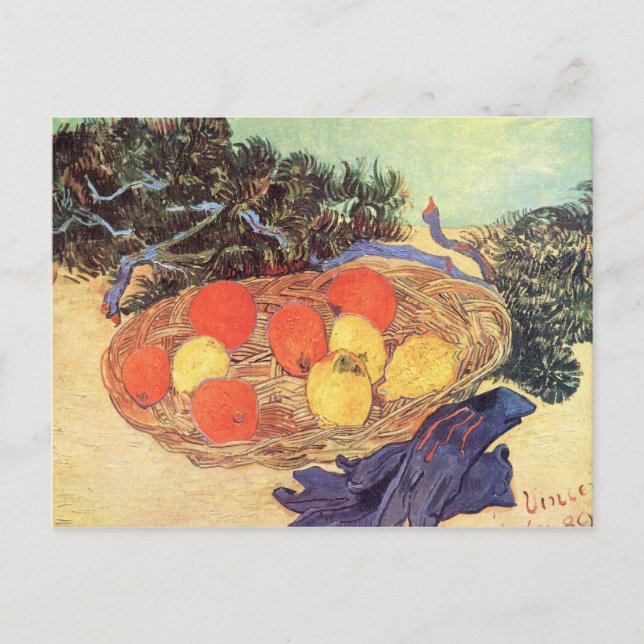 Postal Naranjas, limones y guantes azules de van Gogh (Anverso)