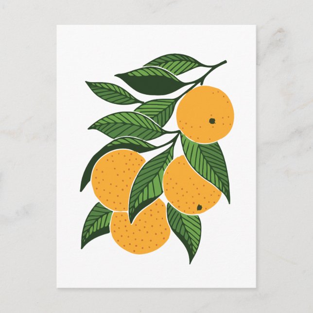 Postal naranjas minimalistas y hojas (Anverso)
