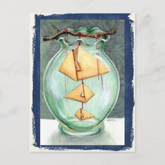 Postal Naranjas Origami (Anverso)