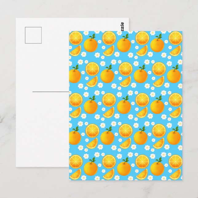 Postal Naranjas y flores blancas (Anverso / Reverso)