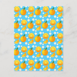 Postal Naranjas y flores blancas