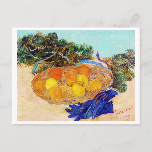 Postal Naranjas y Lemons con guantes azules, Van Gogh (Anverso)