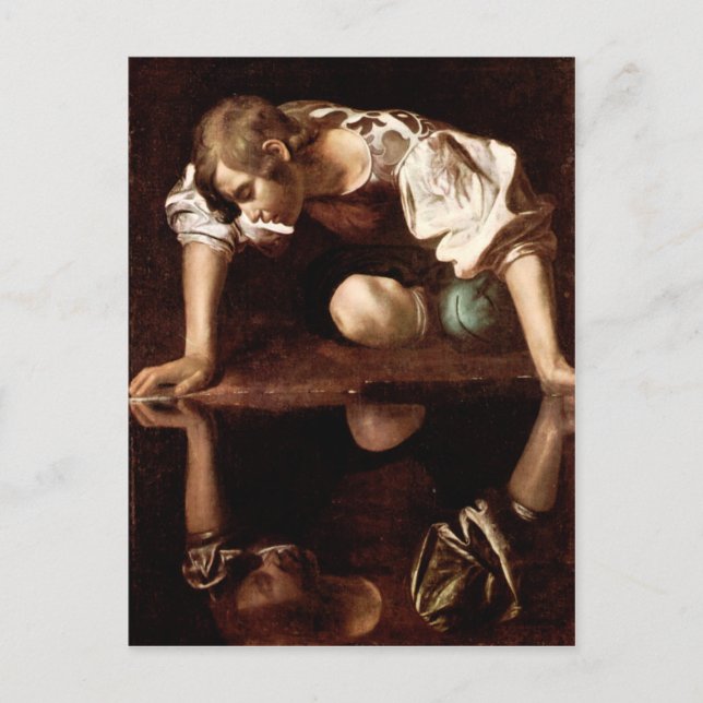 Postal Narciso, Caravaggio (Anverso)