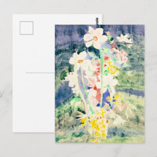 Postal Narcisos de Charles Demuth 1917 Acuarela Vintage