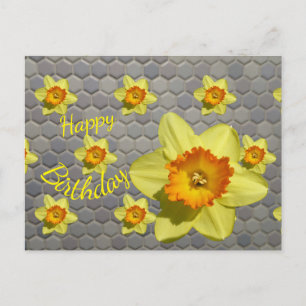 Postal Narcisos de cumpleaños personalizados tonos de azu