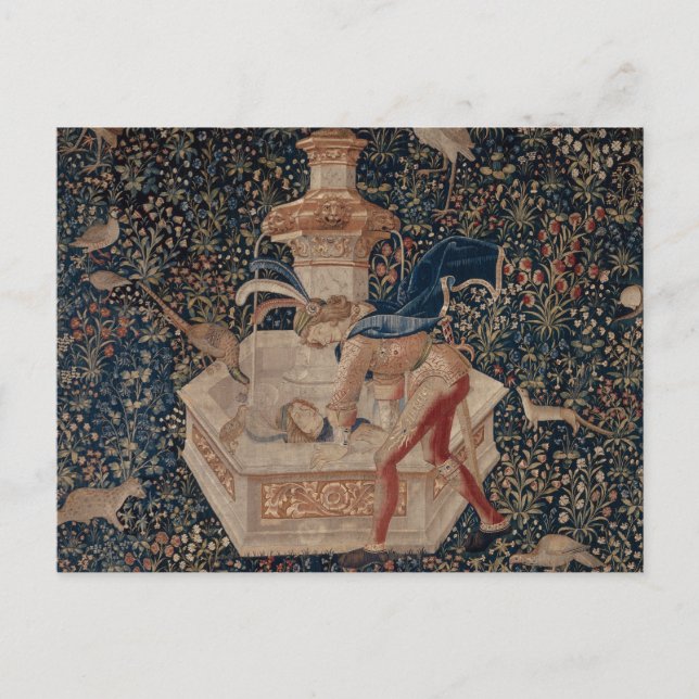 Postal Narcissus at the Well, Medieval Tapestry (Anverso)
