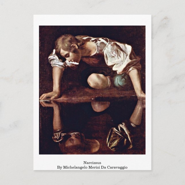 Postal Narcissus De Michelangelo Merisi Da Caravaggio (Anverso)