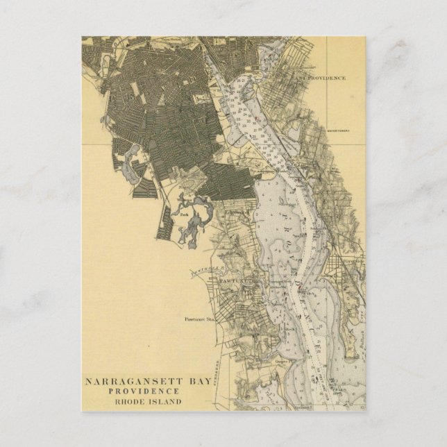 Postal Narragansett Bay Providence RI Harbour Chart 1920 (Anverso)