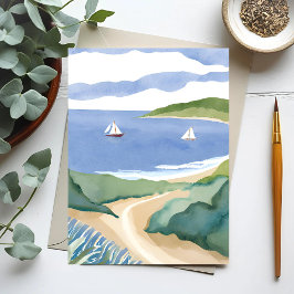 Postal Narragansett Bay | Sailboat Coastal RI Watercolor