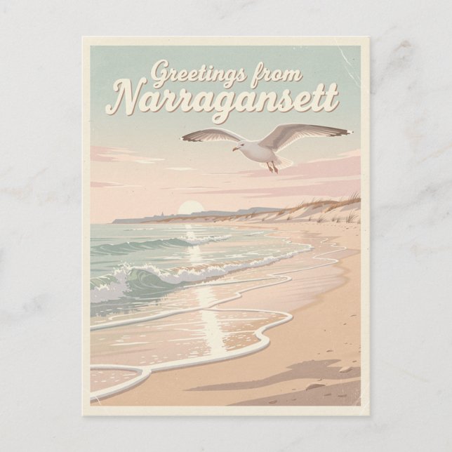 Postal Narragansett, Rhode Island – Olas Costeras (Anverso)