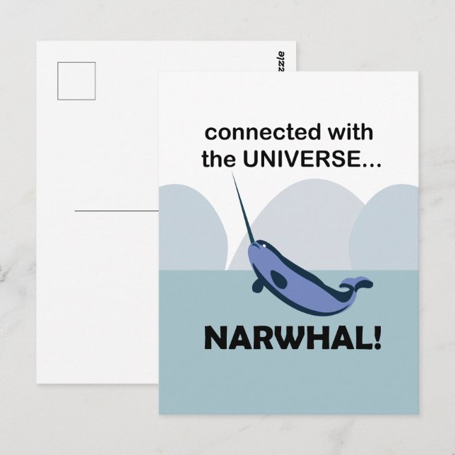 Postal Narval Conectado Con El Universo Divertido (Anverso / Reverso)