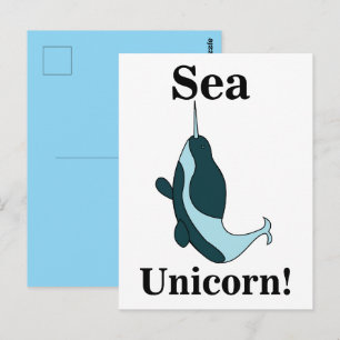 Postal Narval Unicornio Marino Divertido
