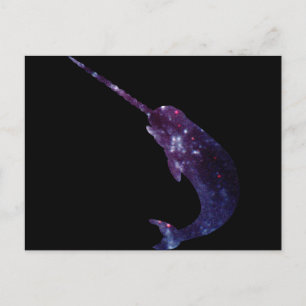 Postal Narwhal de impresión de galaxia