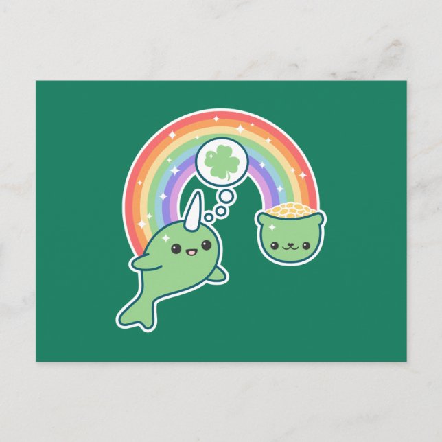 Postal Narwhal del Día de San Patricio (Anverso)