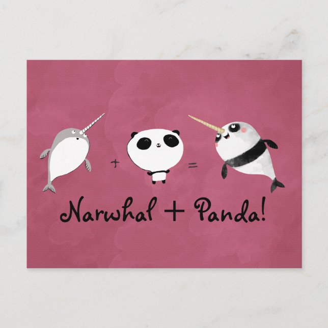 Postal ¡Narwhal más Panda! (Anverso)