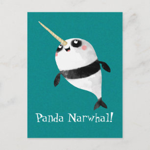 Postal Narwhal y Panda en uno