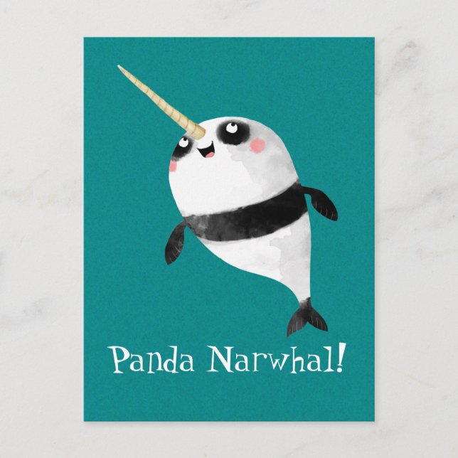 Postal Narwhal y Panda en uno (Anverso)